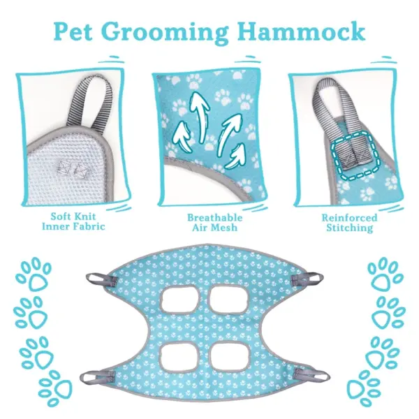 Grooming Hammock for Dogs & Cats, Nail Clipping, Dog Grooming Hammock Sling Bag, Dog Grooming Support Harness For Bathing Washing Grooming - Image 2